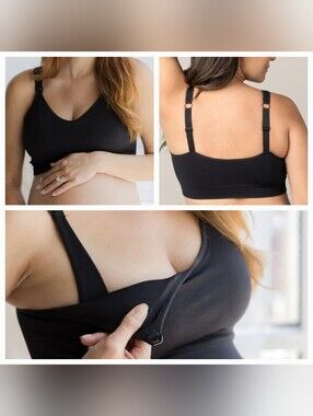 NEW LOT OF 2 KINDRED BRAVELY MIA MATERNITY NURSING LOUNGE BRA BLACK MEDIUM